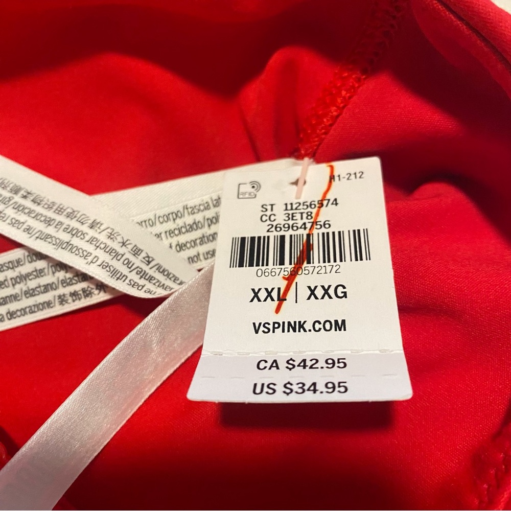 PINK Victoria's Secret One-Shoulder Red Sports Bralette - Picture 7 of 7